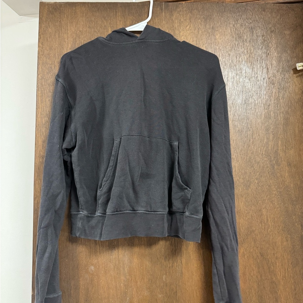 Skims Cropped Black Hoodie